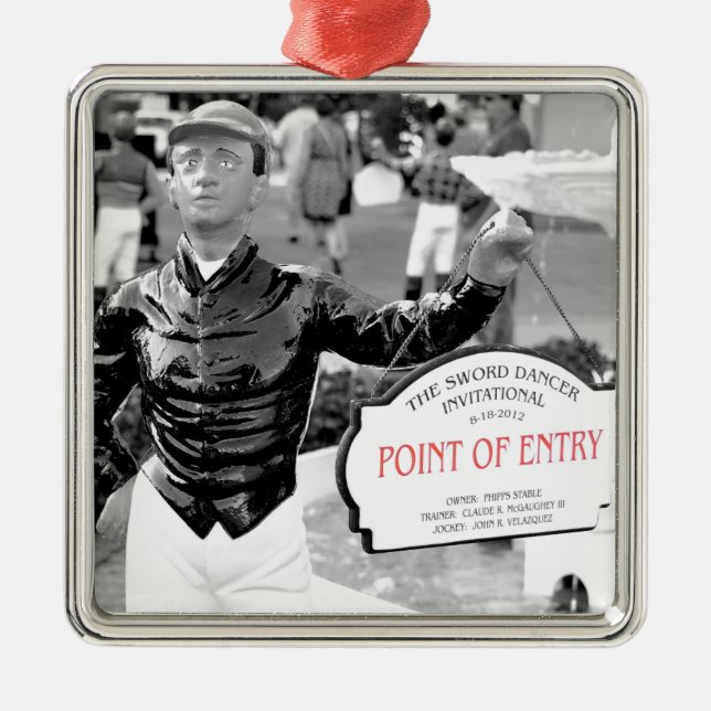 Point of Entry Lawn Jockey Metal Ornament (Front)