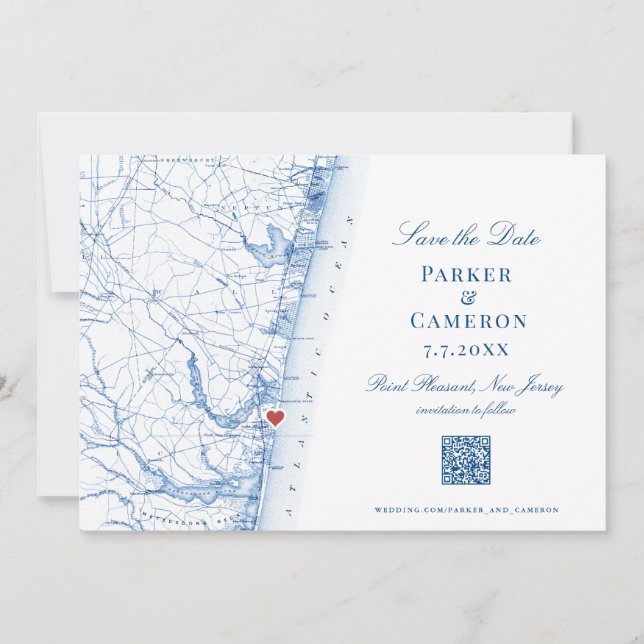 Point Pleasant New Jersey Map Elegant Wedding Save The Date (Front)