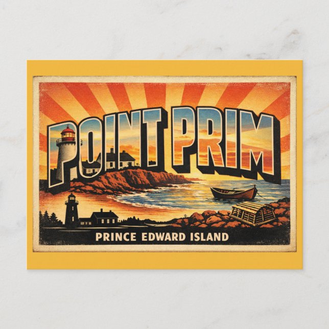 Point Prim Lighthouse PEI Oldest Lighthouse Postcard (Front)