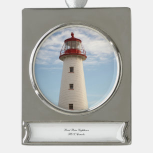 Point Prim Lighthouse Silver Plated Banner Ornament