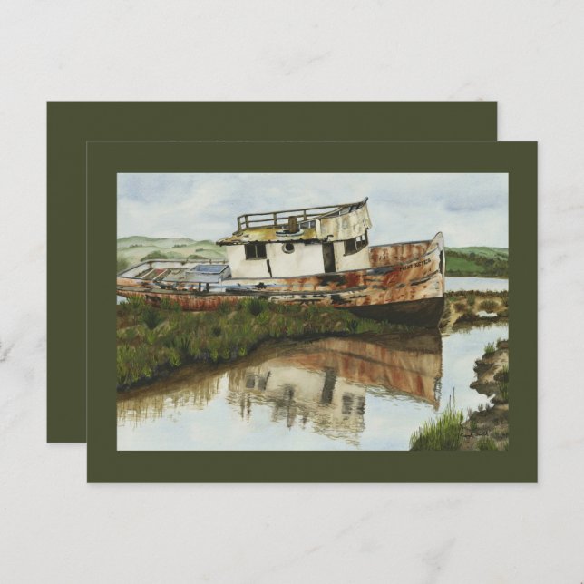 Point Reyes Boat - Mini Collectable Prints Postcard (Front/Back)