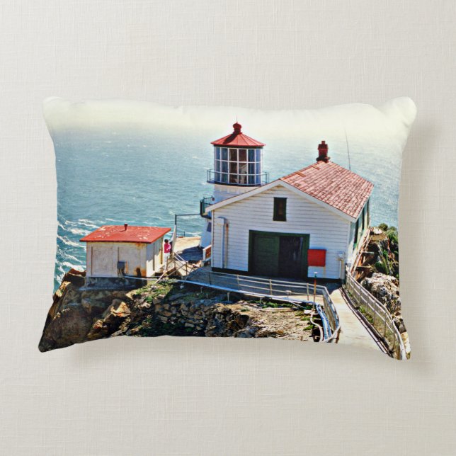 Point Reyes Lighthouse, California Pillow (Back)