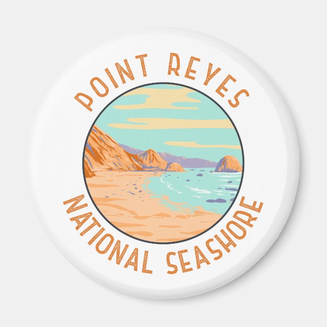 Point Reyes National Seashore Distressed Circle Magnet (Front)