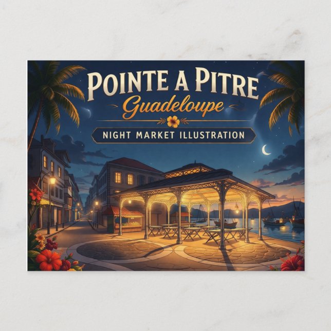 Pointe-a-Pitre Guadeloupe Illustration Postcard (Front)