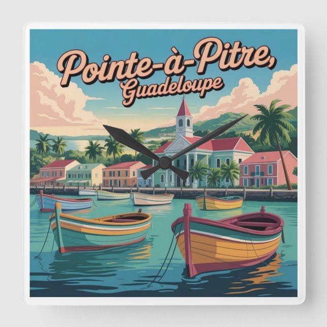 Pointe-à-Pitre, Guadeloupe Square Wall Clock (Front)