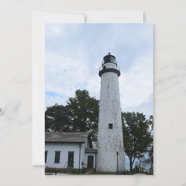 Pointe Aux Barques Lighthouse on a  Holiday Card (Front)