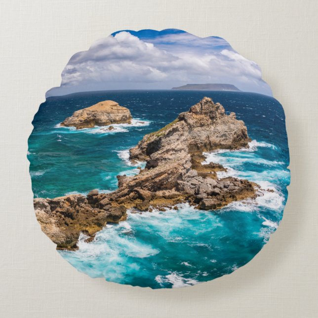 Pointe des Chateaux, Grande-Terre, Guadeloupe #2 R Round Cushion (Front)