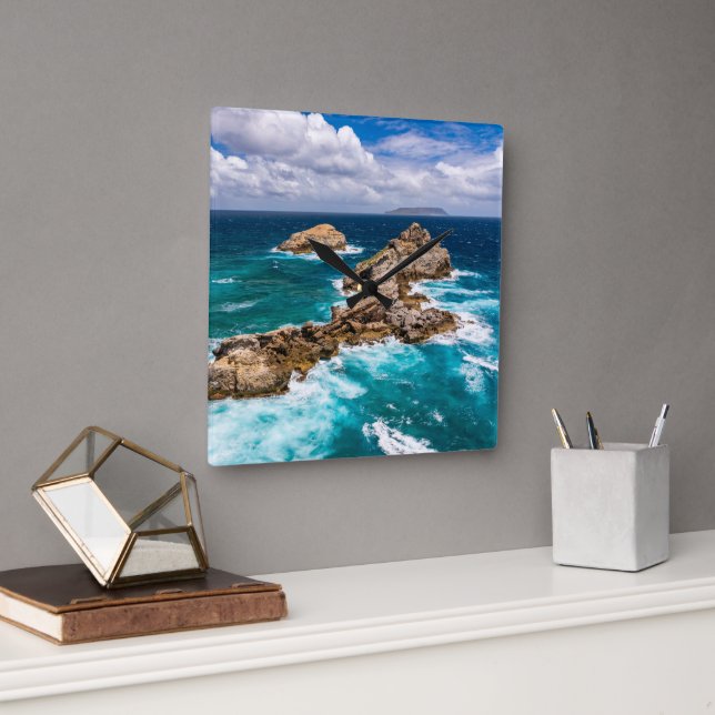 Pointe des Chateaux, Grande-Terre, Guadeloupe #2 Square Wall Clock (Office)