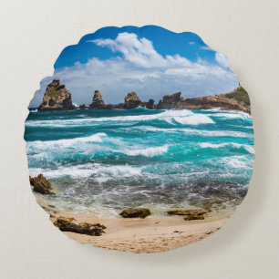 Pointe des Chateaux, Grande-Terre, Guadeloupe Roun Round Cushion