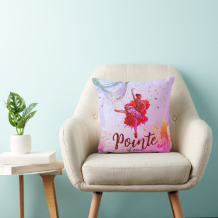 Pointe of View – Pastel Ballet Dreams Throw Pillow