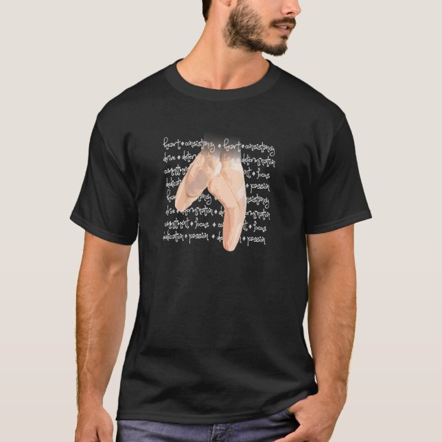 Pointe Shoe Ballet Terminology Back Print Dancer T-Shirt (Front)