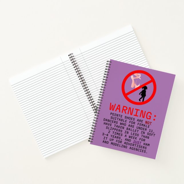Pointe Shoes Warning Lavender Personalised Notebook (Inside)
