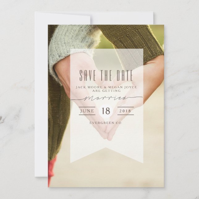Pointed Banner Overlay | Save The Date Photo (Front)