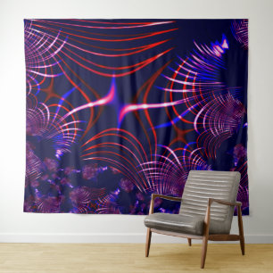 Pointed curves from blue to red and white. Lilac? Tapestry