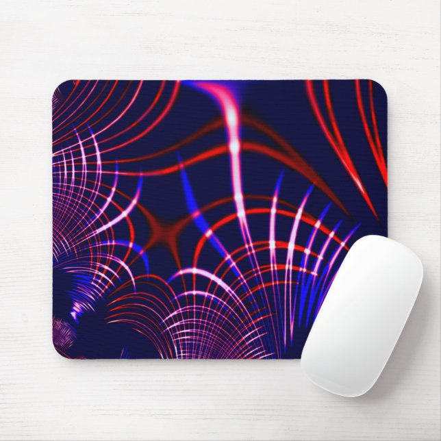 Pointed curves from blue to red, pink and white mouse pad (With Mouse)