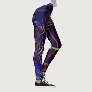 Pointed curves from lime green to coral and blue leggings