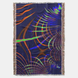 Pointed curves from lime green to coral and blue throw blanket