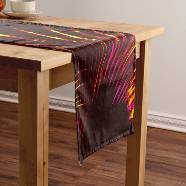 Pointed curves from pink to 'fire colour' short table runner (In Situ)