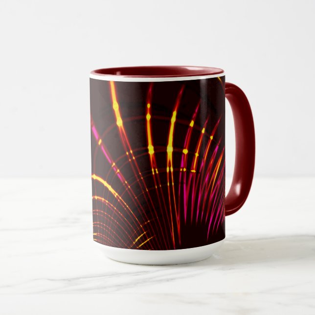 Pointed curves from pink to fire-coloured mug (Front Right)