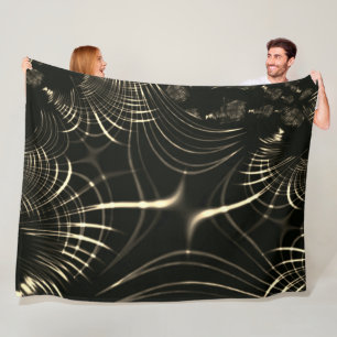 Pointed curves in khaki colour and dark background fleece blanket