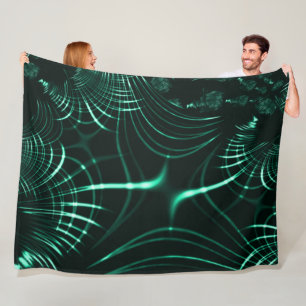 Pointed curves in mix of jungle green and neo mint fleece blanket