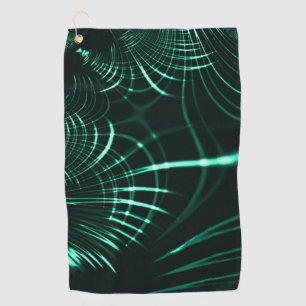 Pointed curves in mix of jungle green and neo mint golf towel