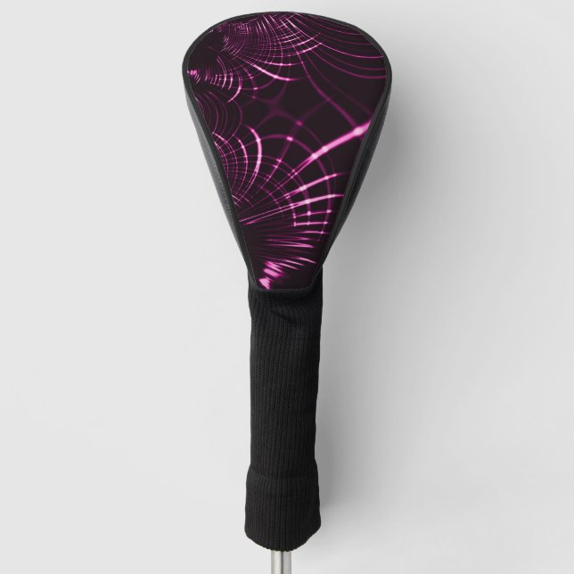 Pointed curves in pink colour and dark background golf head cover (Front)