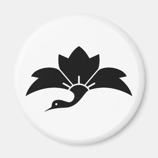 Pointed-leaf crane-shaped rhombic flower magnet (Front)