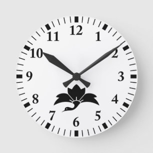 Pointed-leaf crane-shaped rhombic flower round clock