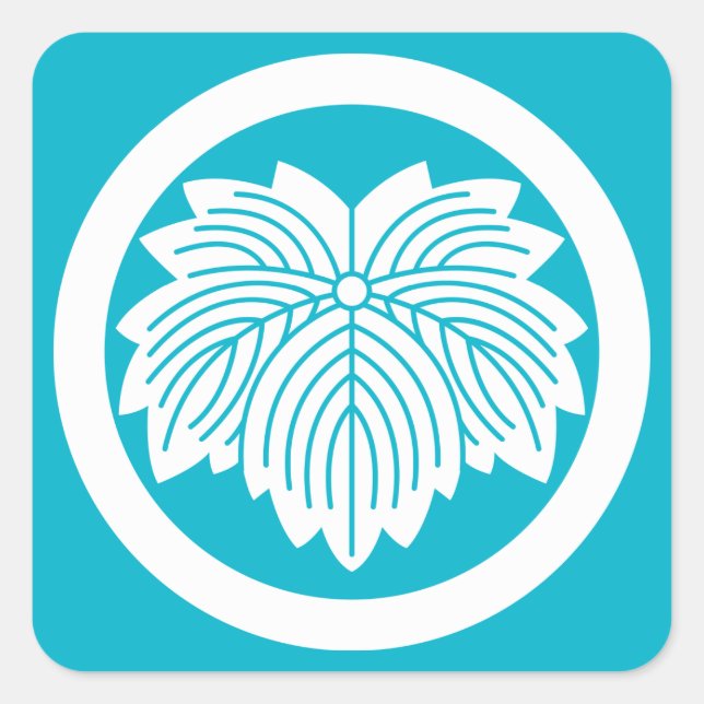 Pointed-leaf ivy in circle square sticker (Front)