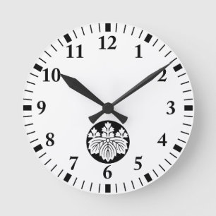 Pointed-leaf Paulownia with 53 blooms in rice cake Round Clock