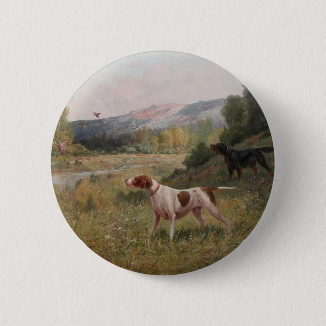 Pointer and Gordon Setter Button (Front)