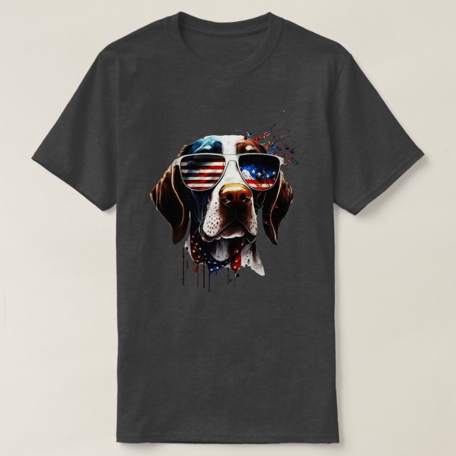 Pointer dog 4th of July 6 T-Shirt (Design Front)