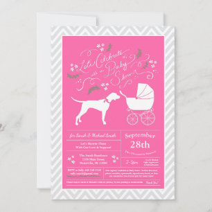 Pointer Dog Baby Shower Girl Pink Invitation