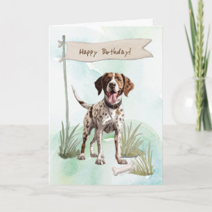 Pointer Dog Breed Outdoors Under Birthday Sign Card