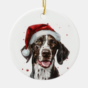 Pointer Dog Christmas Personalized Ceramic Ornament