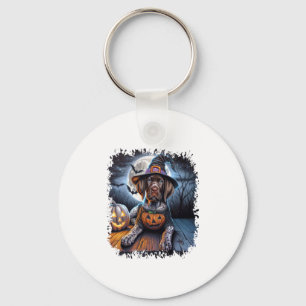 Pointer Dog Halloween Square Key Ring