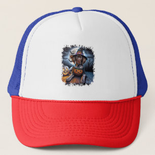 Pointer Dog Halloween Square Trucker Hat