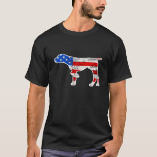 Pointer Dog, July 4Th, Retro USA American Flag T-Shirt