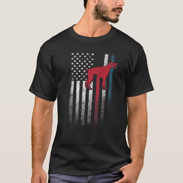 Pointer Dog Pet 4th Of July  American Flag America T-Shirt (Front)