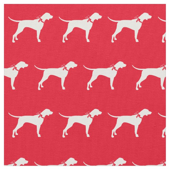 Pointer Dog Silhouette Pet Red Fabric (Close Up)