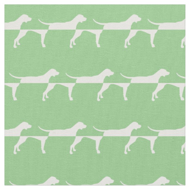 Pointer Dog Silhouette Pet Sage Green Fabric (Close Up)