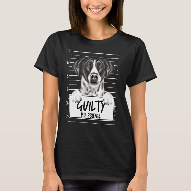 Pointer Mugshot Guilty Dog T-Shirt (Front)