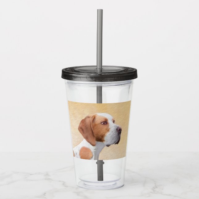 Pointer Painting - Cute Original Dog Art Acrylic Tumbler (Front)