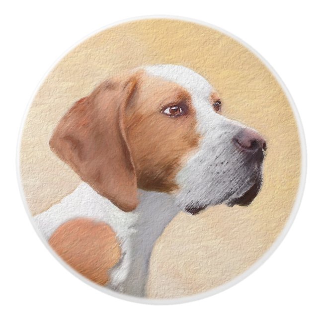 Pointer Painting - Cute Original Dog Art Ceramic Knob (Front)