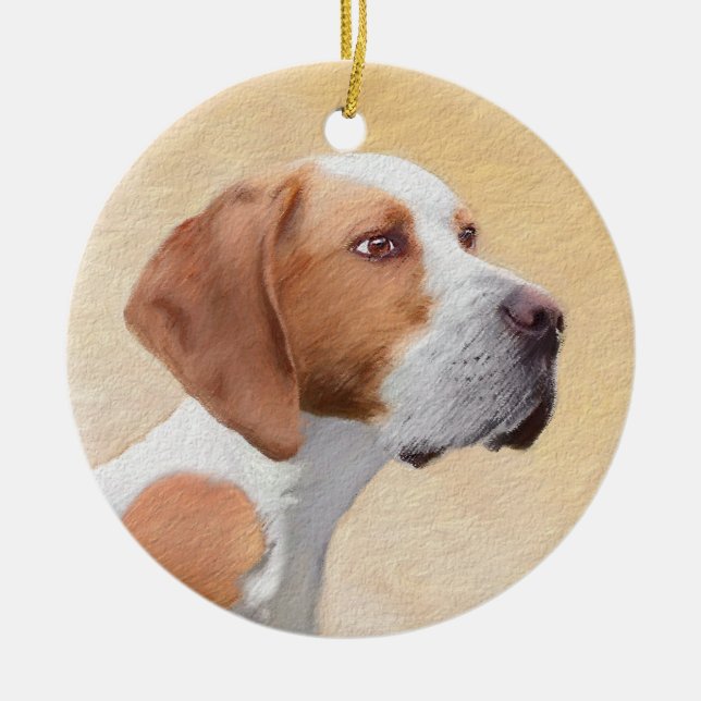 Pointer Painting - Cute Original Dog Art Ceramic Ornament (Front)
