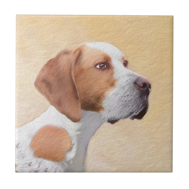 Pointer Painting - Cute Original Dog Art Ceramic Tile (Front)