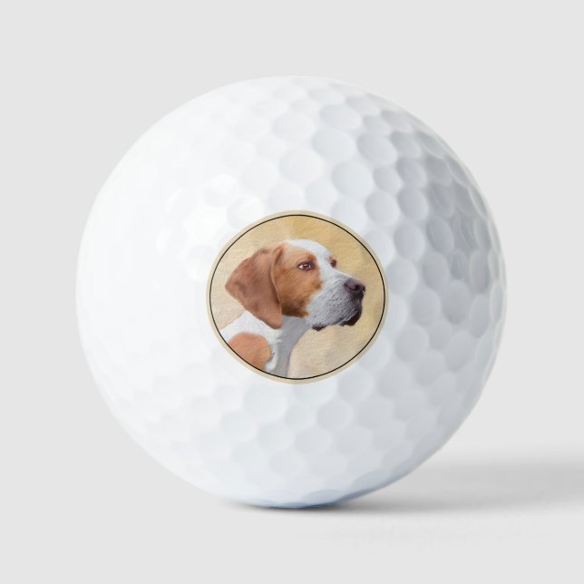 Pointer Painting - Cute Original Dog Art Golf Balls (Front)