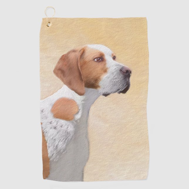 Pointer Painting - Cute Original Dog Art Golf Towel (Front)