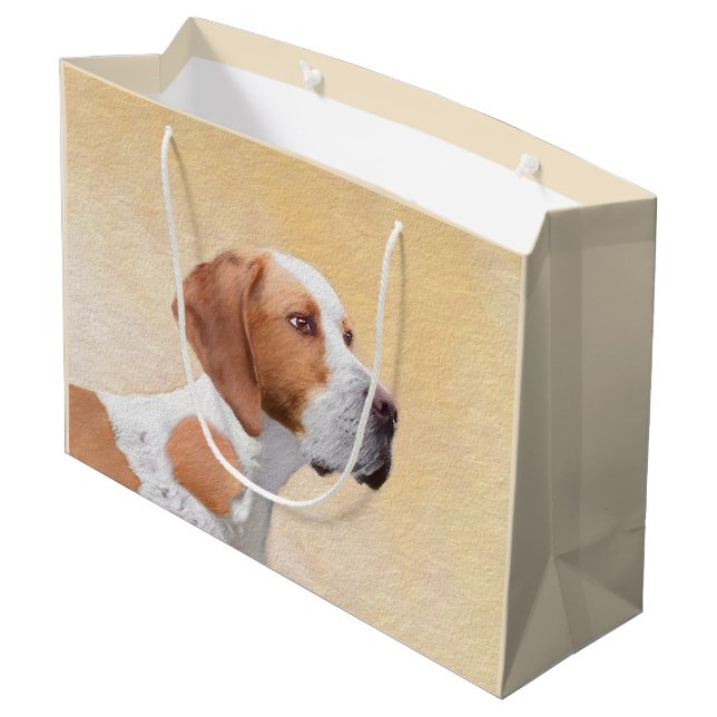 Pointer Painting - Cute Original Dog Art Large Gift Bag (Back Angled)